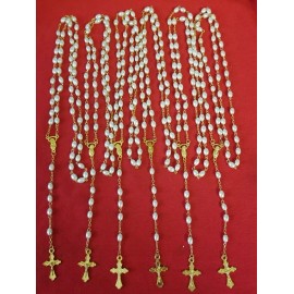 LOT OF 6 CATHOLIC  gold PLATED ROSARY NECKLACE FOR WOMEN  NEW
