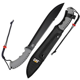 CAT Latin 21-Inch Machete with Shoulder Strap Sheath, Blade Knife with Ergonomic Comfort Tool Handle, Cut, Chop, Clear Brush, Garden, Outdoors, Camping - 980409ECT Black