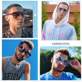 VANLINKER Flat Top Oversized Shield Sunglasses for Women Men Square Rimless Fashion Shades VL9517 With Black Frame