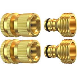 DBR Tech® Garden Hose Quick Connect Fittings Set | Heavy-Duty Leak-Proof Solid Brass 3/4” Water Hose Connectors | Quick Release for Garden Hoses, Sprinklers, Nozzles & Outdoor Use (2 Pack)