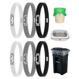 Rosaver Garbage Can Bands Cord Lord Design Adjustable Large Trash Can Rubber Bands Fits 8-33 Gallon Trash Cans Multifunction Bands Litter Box Bands for Kitchen Tables Picnic Party (Black,White,Grey)