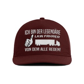tshirtladen Snapback - Ich Bin der legendäre LKW Fahrer von dem alle reden! | Funny Trucker Saying | Cap for Hummers, Professional Drivers, Truckers, Freight Forwarding, Gift for Men, Maroon, Unit