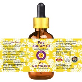 Deve Herbes Pure Aloe Vera Oil (Aloe barbadensis) Non-Sticky | Non-Greasy | for Skin, Hair, Massage & DIY Use 10ml with Glass Dropper