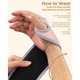 Lalapapa 2 Pack Wrist Brace for Women, Adjustable Fits Both Right & Left Hands for Night Support Tendonitis Carpal Tunnel Arthritis Lifting Arthritis Tennis Sprained Typing Sports, Pink