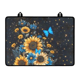 NETILGEN Sunflower Butterfly Stove Top Covers for Electric,Anti-Slip Heat Resistant Cooktop Cover Protector Mat for Glass Multipurpose Glass Cover Protector,Thick Natural Rubber(29.18"x20.96",Black)