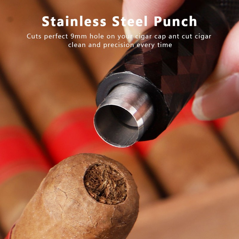 KEENSUN 2-in-1 Cigar Draw Enhancer & 9mm Punch Cutter |