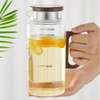 TAMUME 1.5L Borosilicate Glass Water Pitcher with Wooden Lid and