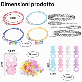 Ruayia Set di 60 collane per ciuccio, ciuccio in acrilico, set da 90 pezzi, set da donna, corda di cera, idea regalo per feste a tema 80 anni '90 – Style2