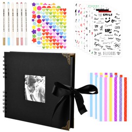Dokpav Álbum de Fotos Scrapbook, Álbumes de Recortes de Bricolaje 80 Páginas, Scrapbook Memoria de Viaje con Pegatinas y Bolígrafos, Regalo para Cumpleaños, Navidad, Pareja, Boda Aniversario, Negro