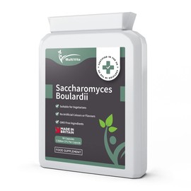 Saccharomyces Boulardii Probiotic (5 Billion CFU per Capsule) 90 Capsules – High Strength Non-Colonising Yeast with Added Olive Leaf, Vitamin D3 & Biotin – Refrigeration Not Required