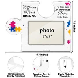 Difference Maker Gifts Picture Frame, Team Appreciation Gift for Coworkers Colleagues Employees, Best Team Ever Gifts Acrylic Puzzle Piece Desktop Display Photo Frames, Horizontal 4 x 6 Inch Photo