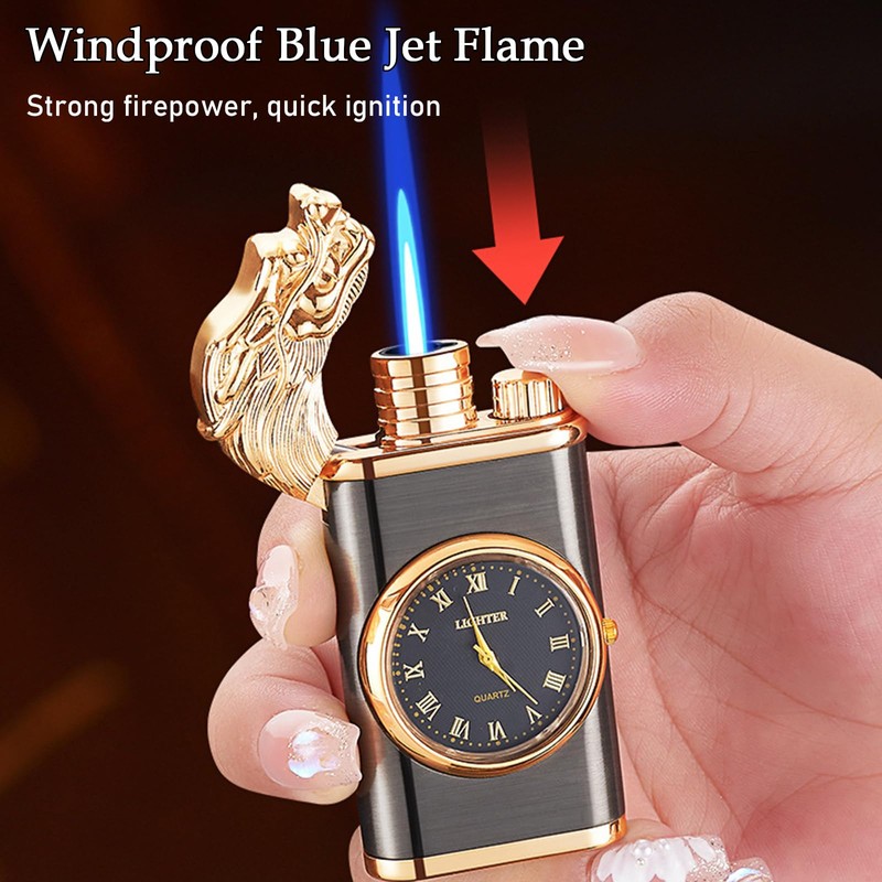 Torch Lighter, Exquisite Relief Dual Flame - Windproof Adjustable Jet