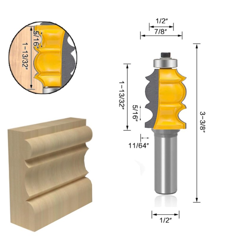 TAIWAIN Router Bit Set 1/2 Inch Shank 5PCS, Tongue Groove