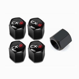 for Mazda CX5 Black Metal Tire Valve Stem Cap Covers Air Valve Cap Set Dust Proof Leak-Proof Air Cover Logo Styling Car Accessories(Pack of 5)