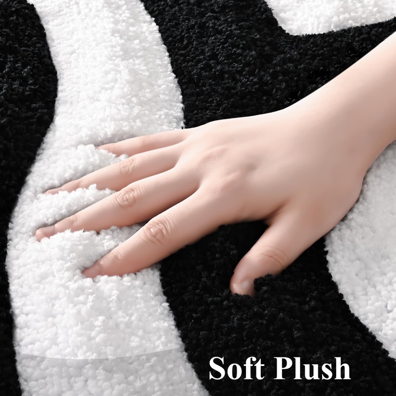QJHOMO Black and White Cute Bathroom Rugs Non Slip Bath