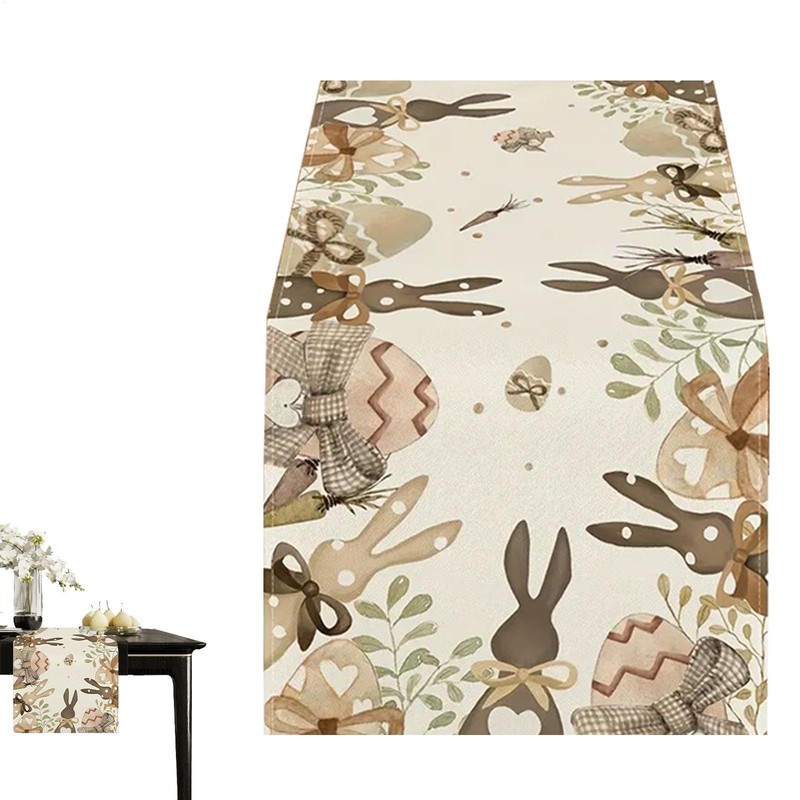 Bunny Easter Table Runner Decorations,Linen Cute Bunny Runner for Table,72x13in
