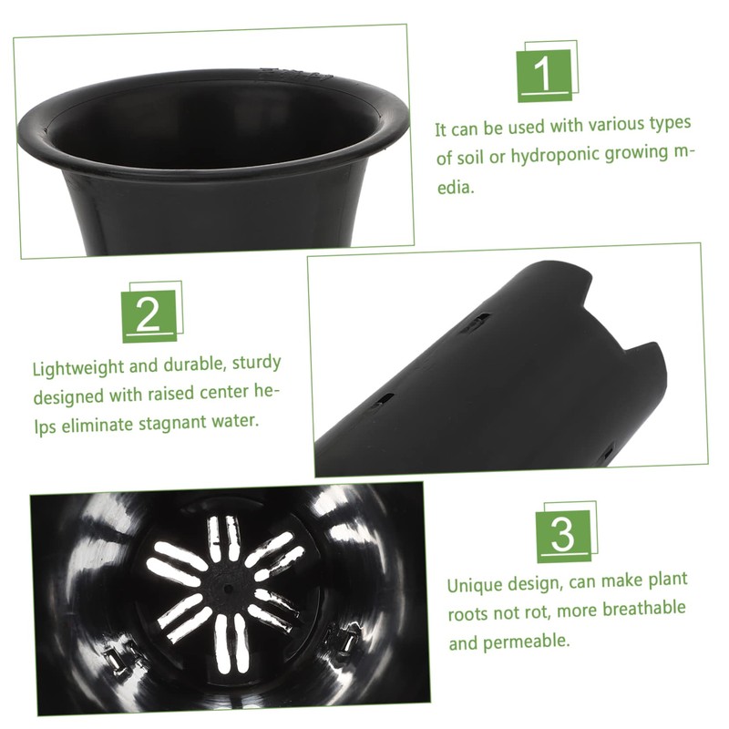 KONTONTY 4 Inch Tall Orchid Flower Pots Plastic Planting Cups