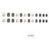 Green Press on Nails Short Coffin False Nail Glossy Square