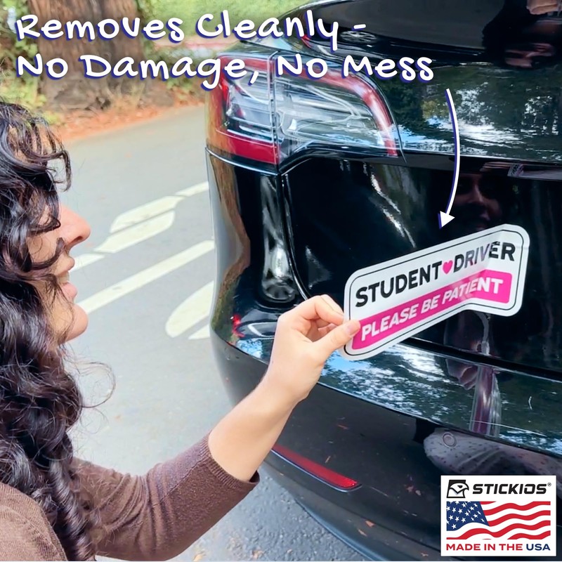 Stickios Non-Magnetic Student Driver Stickers - Removable Student Driver Decals