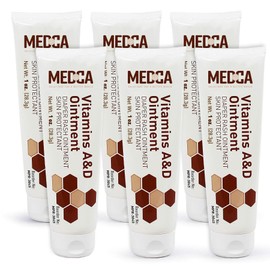 MEDca Vitamin A & D Diaper Rash Ointment- Protectant Cream for Sensitive Baby Skin - Lanolin & Petrolatum Formula, Dry-Cracked Hands/Feet/Face Skin, 1oz Tube, Pack of 6