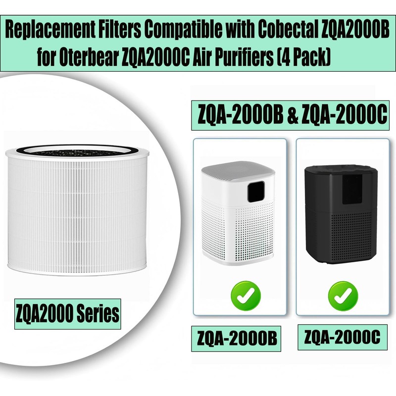 4 Pcs Filter Replace for Cobectal ZQA2000B & Oterbear ZQA2000C