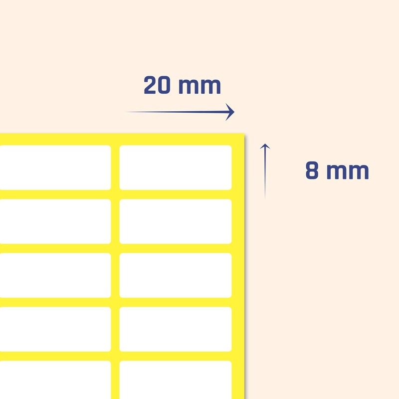 1000 Pieces, 20 x 8 mm - Small Sticky Labels