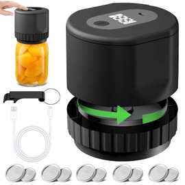 TERNJAI Electric Vacuum Sealer Kit, Cordless Portable Canning Vacuum Sealer Machine, Electrical Vacuum Sealer Kit, Vacuum Sealer with Wide-Mouth & Regular-Mouth Mason Jar Lids, Black