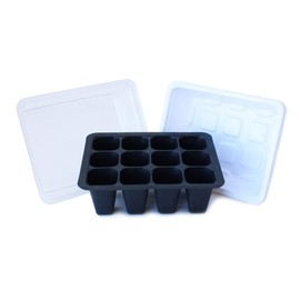 12 Cell Seed Starting Set - Tray, Insert & Dome - Set of 10 - Re-usable Garden Planting Trays - Gardening, Greenhouse & Nursery