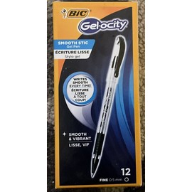 Bic Gelocity Smooth Stic Gel Pen Fine 0.5mm,Black,  12 Pack