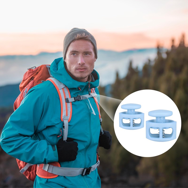 sourcing map 10pcs Plastic Cord Locks Double Hole Spring Toggle
