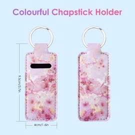 Gerkia Two-piece Chapstick Holder KeyChain，Cute Leather Women and Men Lip Balm Holder Lipstick Key Chain.