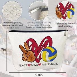 CLHHM Volleyball Gifts Makeup Bag, Peace & Love Design Cosmetic Pouch for Women, Volleyball Lovers, Mom, Grandma, Sister, Inspirational Birthday Gifts for Her, Coworker, BFF (Sports Theme)