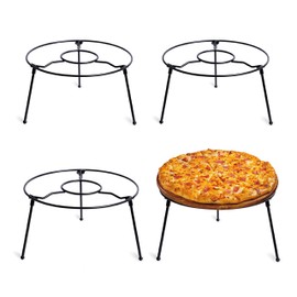 HOHIYA 4 Pcs 9 Inch Pizza Stand Holder Riser Display Serving for Tables Party Restaurant Home Iron Black Taiwan Made