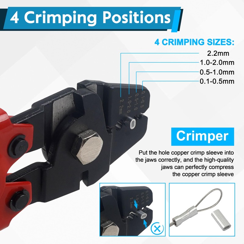 Fishing Crimping Tool Kit, Crimping Pliers with 500pcs Aluminum Crimp