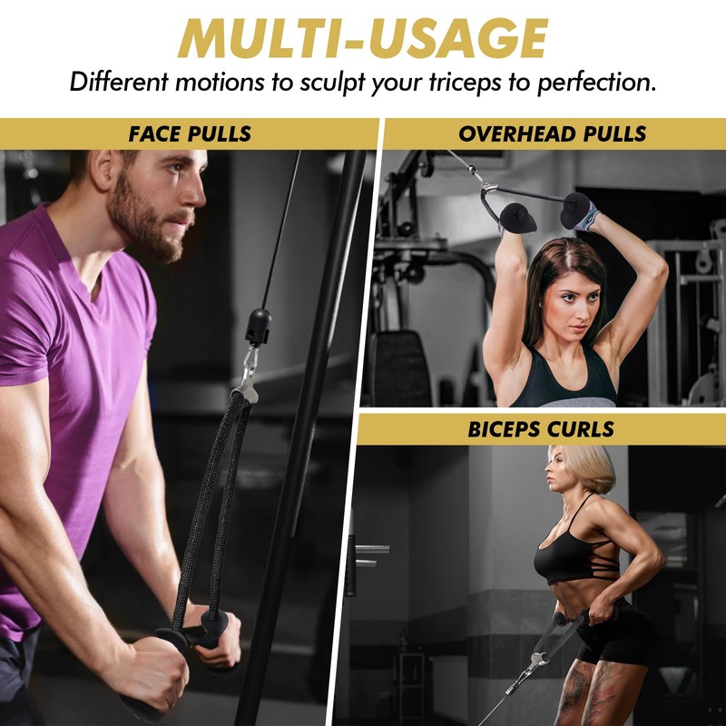 KIKIGOAL Ergonomic Triceps Pull Down Rope with Non-Slip Handles,Forearm Trainer