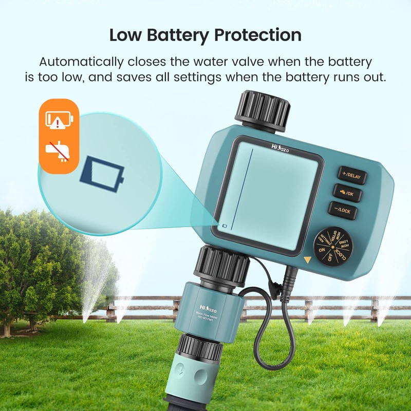 HiOazo Programmable Water Timer with Flow Meter for Garden Hose,