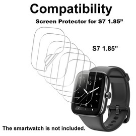 smaate Compatible with TOZO S7 1.85”, Soft Smart Watch Screen Protector, TPU, 6-pack, Full Coverage, Bubble Self-healing