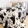 Flannel Fleece Cow Print Blanket Queen Size, Super Soft Cozy