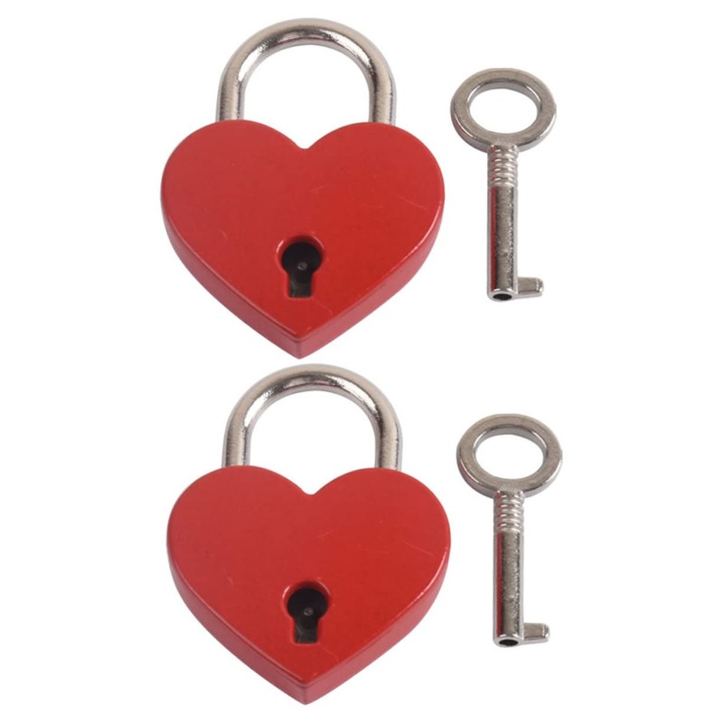 TEHAUX 10 Sets Mini Heart Shaped Padlocks Small Keyed Travel
