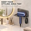 Hair Dryer Wall Holder for Bathroom – No-Drill Aluminum Storage