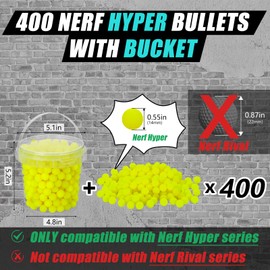 PokiiuLK 400 Refill Balls Ammo for Nerf Hyper Gun,Hyper Gun Balls with Portable Storage Bucket (Yellow)