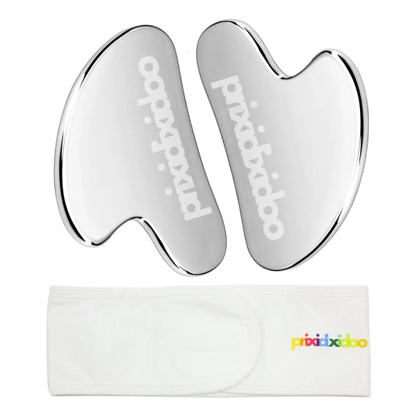 2 Guasha Corazón Acero Inoxidable + 1 Banda Algodón &