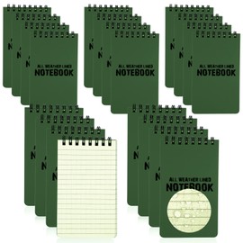 MOAMUN 20 Pack Waterproof Notebook, All Weather Shower Pocket Size Tactical Notepad Top Spiral Steno Notepads Green Grid Paper Eye Protection for Outdoor Activities Recording (3 x 5 in) (20)