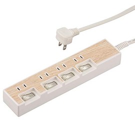 Ohm Denki HS-TP415WD-W Power Saving Tap with Individual Switch (4 Holes/1.5m/Woodgrain Light Type)