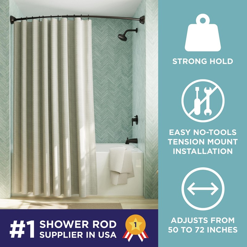 Zenna Home Curved Shower Curtain Rod, No Drill, 50-72 Inch