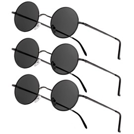 NIEEPA Round Black Sunglasses Small Circle Sun Glasses For Men Women Polarized Driving Golf Vintage (3BlackGrey)