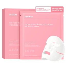 ZealSea Bio Collagen Wrapping Hydrogel Face Mask, Overnight Jelly Gel Sheet Mask for Glass Skin, Deep Hydration, Pore Care, Elasticity Improvement, Firming, Advanced Facial Skincare Solution, 4 Pack