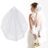 Elegant Short Bridal Veil Lace Appliques Crystal Beads Wedding Veil