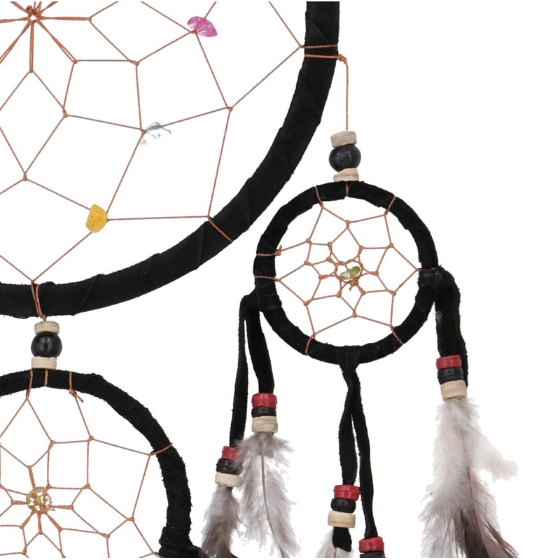 GURU SHOP Dream Catcher with Semi-Precious Stones - Black, Diameter: