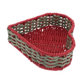 LABRIMP Handcrafted Heart Shape Woven Rattan Storage Basket Snack Fruit Display Cane Basket Bin for Home Decor